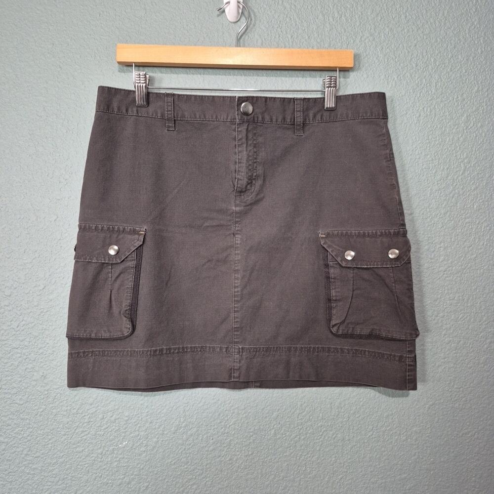 Columbia Skirt Womens 12 Cotton Blend Flat Front Cargo Brown Button Pockets